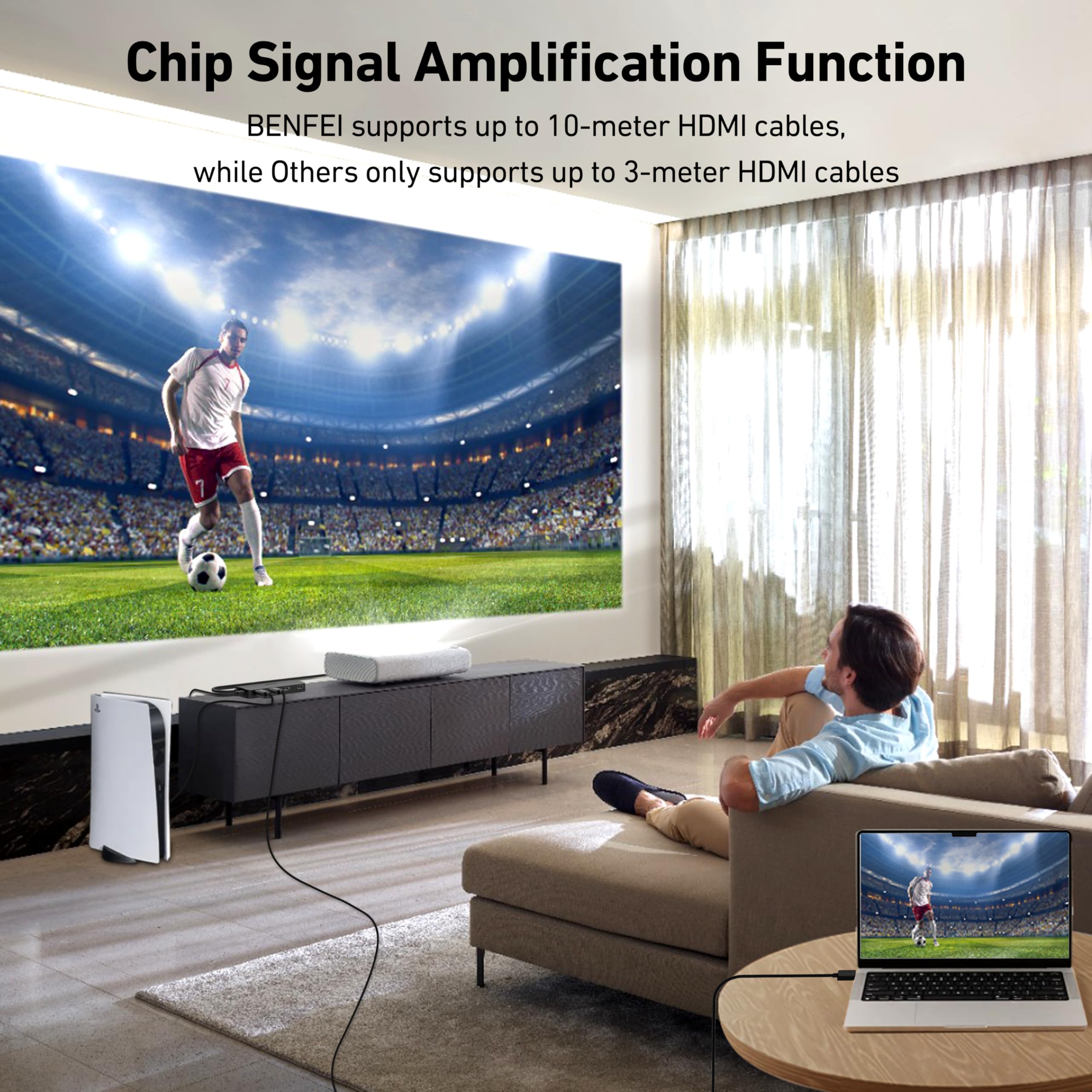 Amazon | BENFEI HDMI 切替器 4入力1出力 4K@60Hz、2K@144Hz、HDCP 2.3